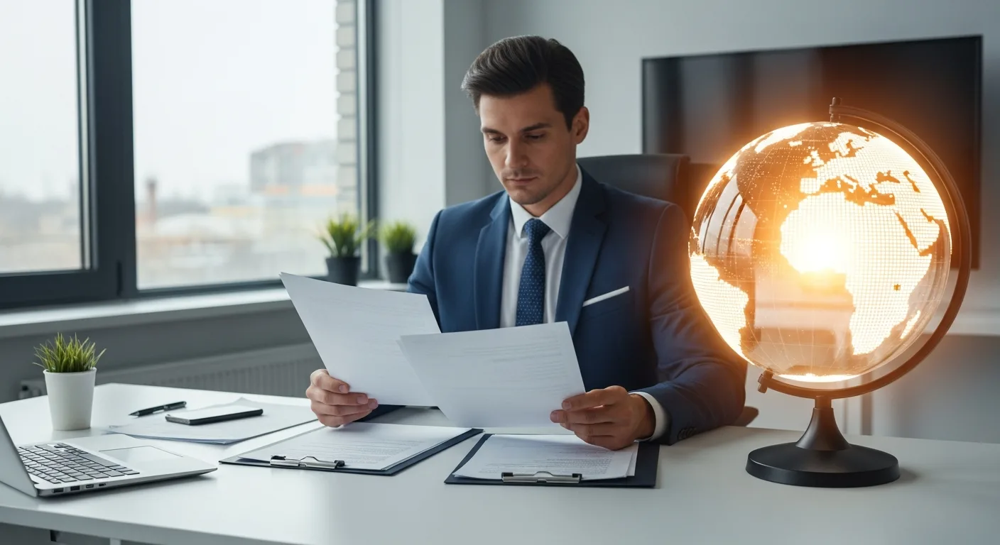 Business document translation services helping a professional man expand his company into international markets.