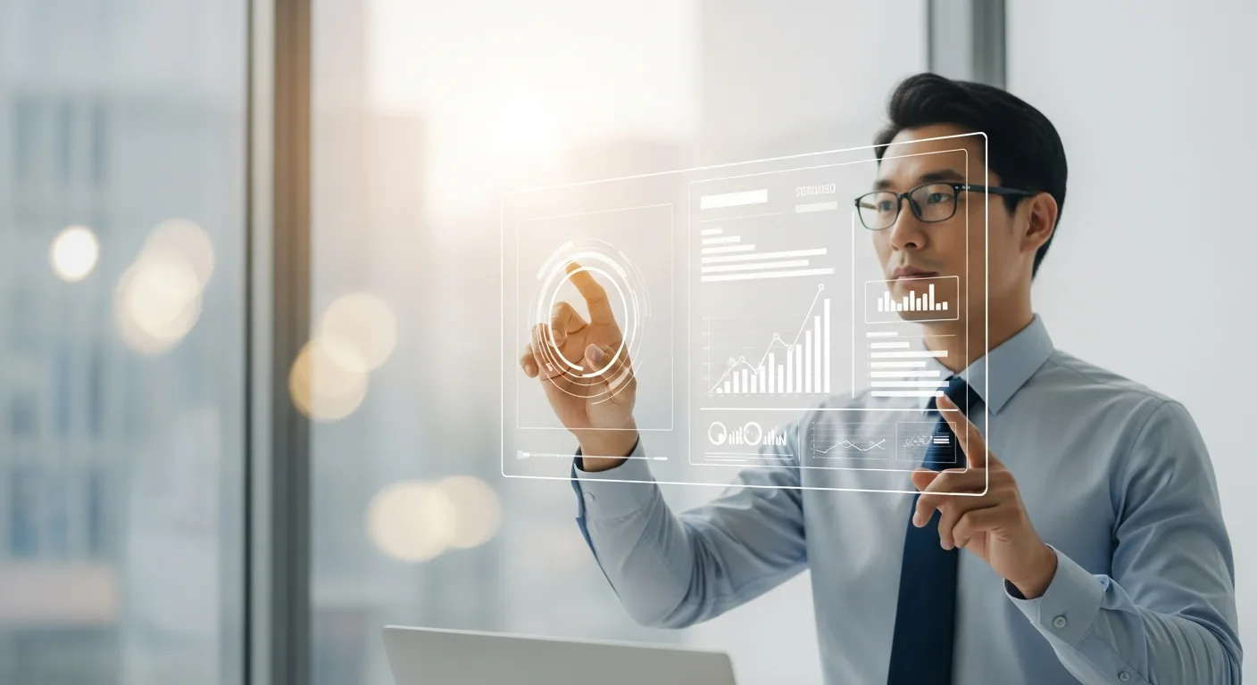 A professional analyzing data via business management solutions to streamline corporate operations.