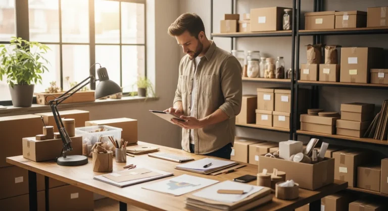 A professional man reviewing Etsy shop business tips 2026 to scale his growing online craft store.