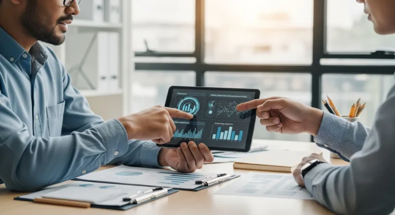 A male financial expert providing fractional CFO services for small business growth in a modern 2026 office setting.