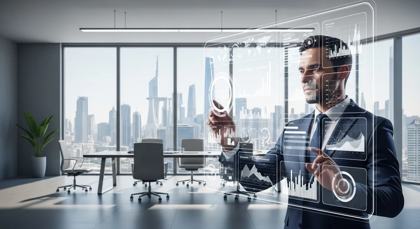 A professional executive analyzing strategic marketing growth using fractional CMO services 2026 in a modern office.