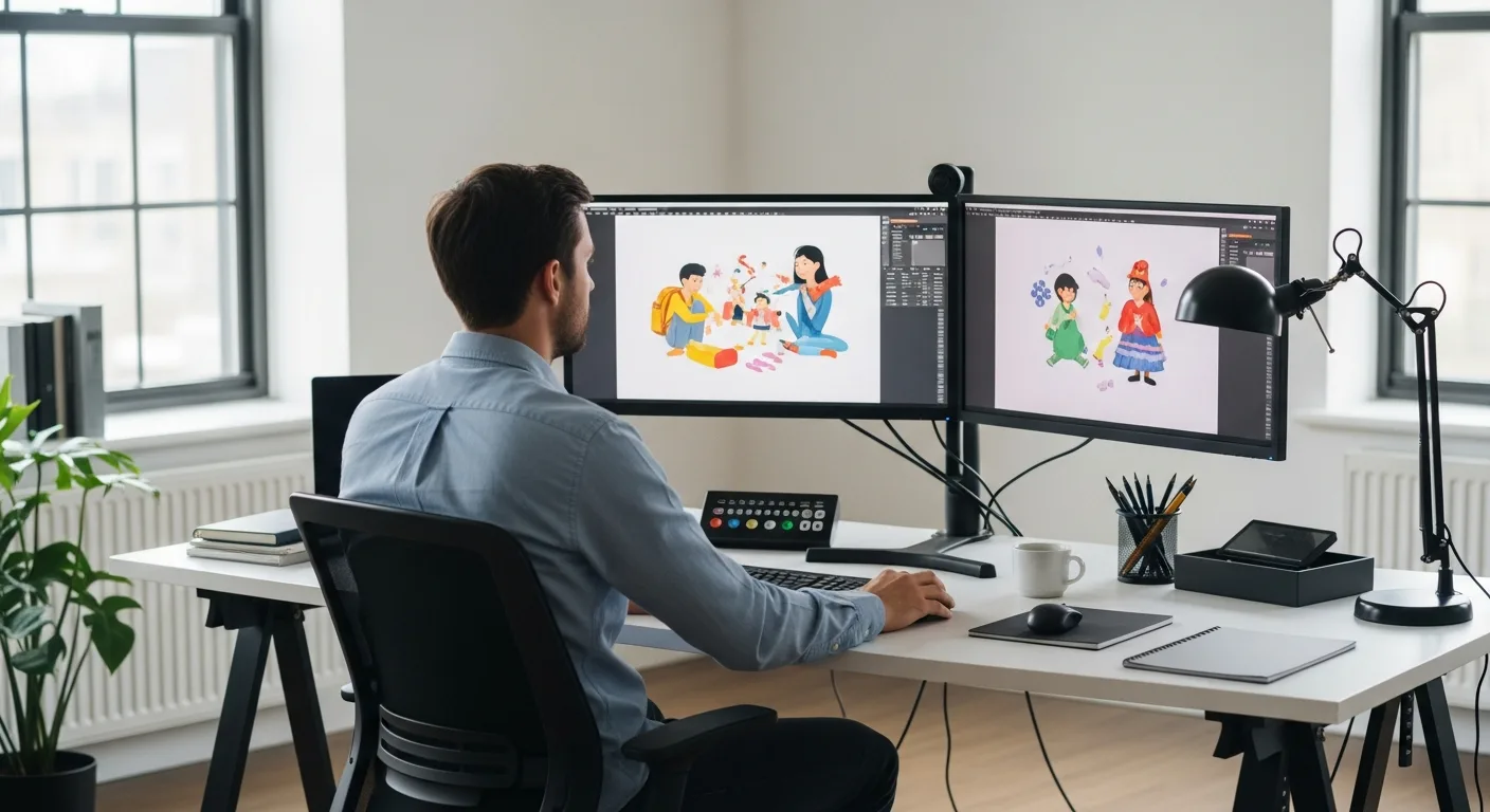 A professional man planning a graphic design business startup using a high-end digital tablet and stylus.
