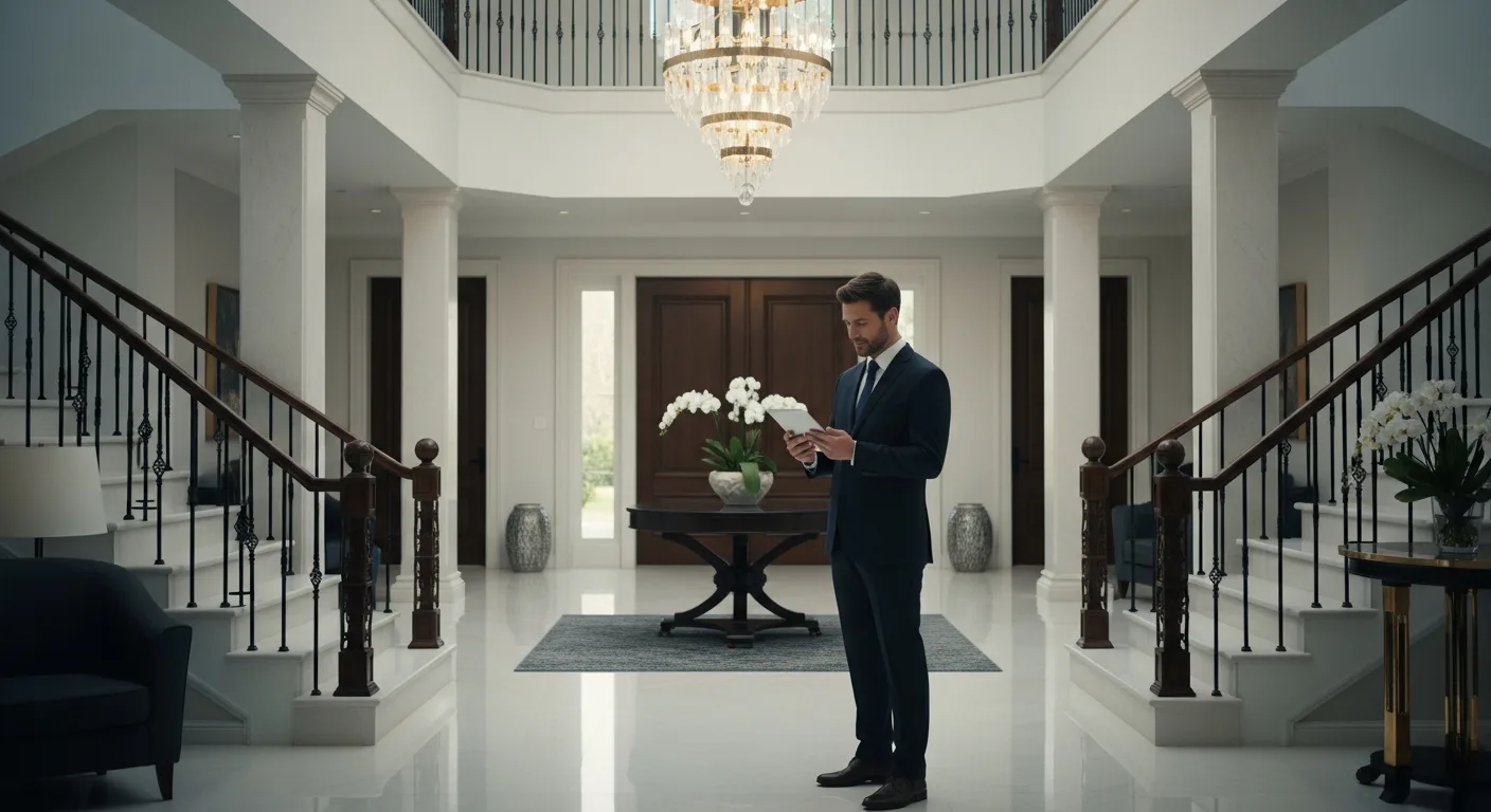 A professional man overseeing a luxury estate for high-paying house manager jobs.