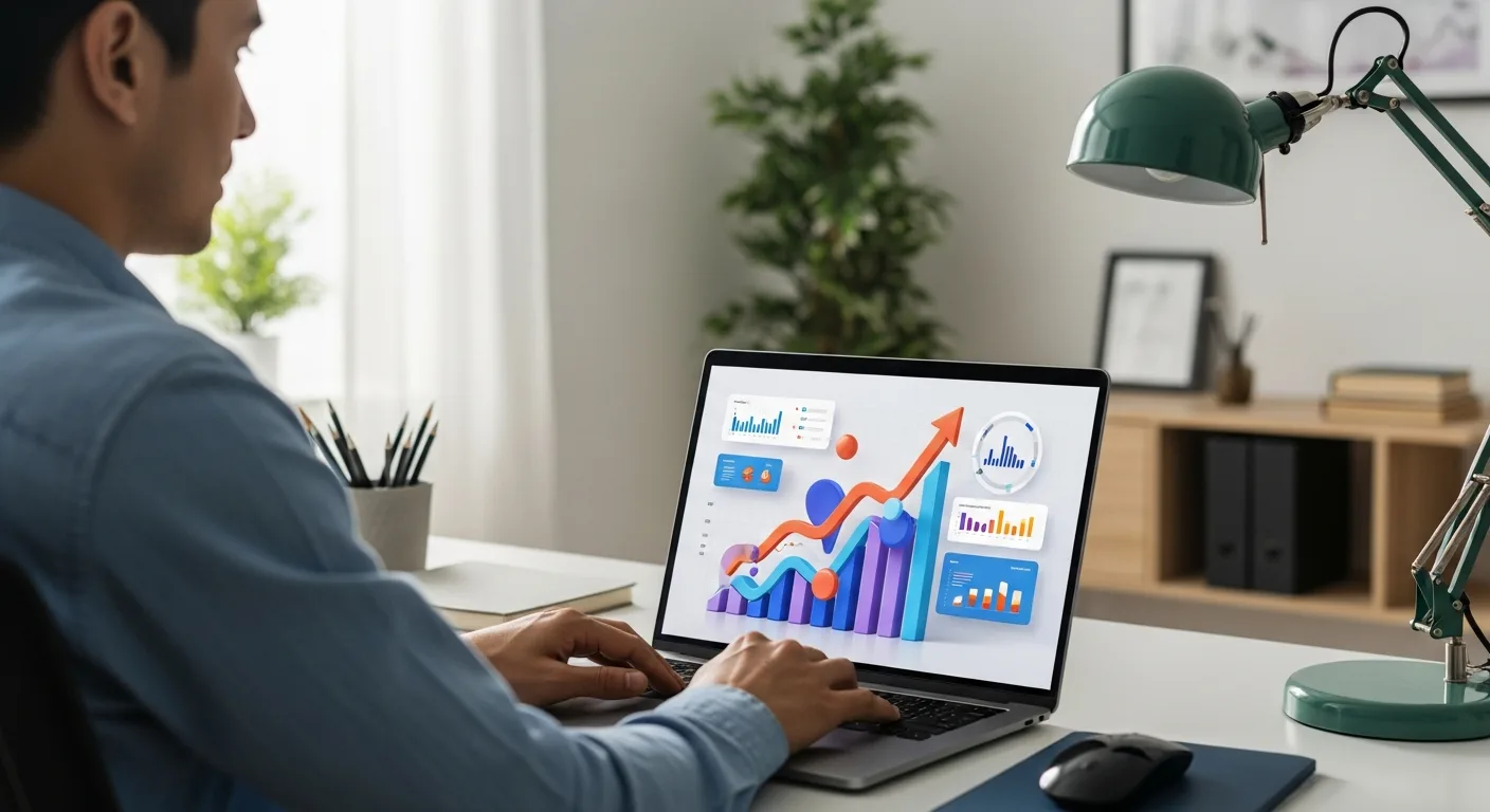 A professional man analyzing digital revenue charts to learn how to monetize a blog in 2026.