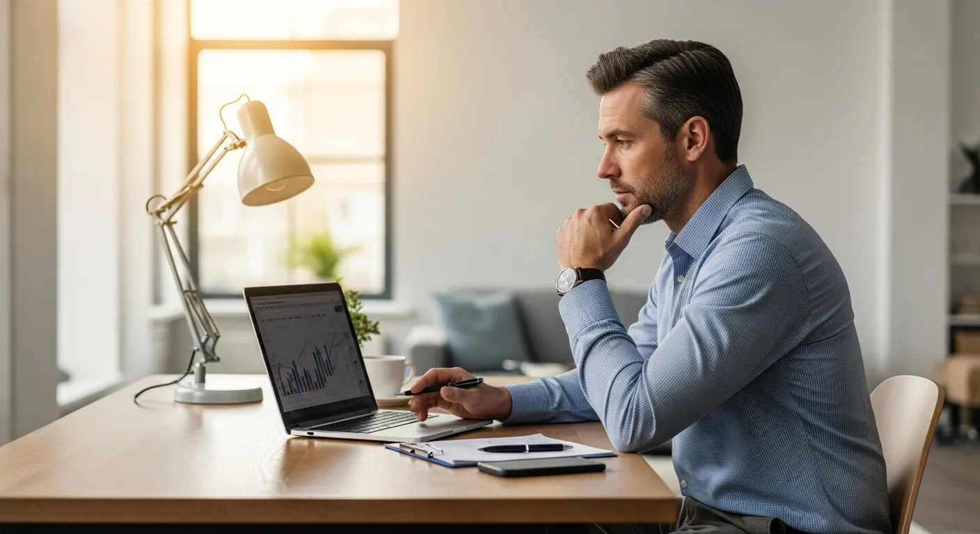 A man reviewing market data to learn how to price your services as a freelancer in 2026.