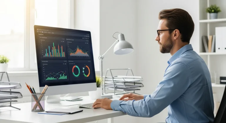 A comparison of efficient HR software for small businesses displayed on a modern laptop in a bright office setting.