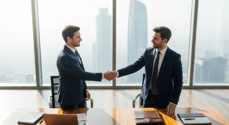 Professional man shaking hands to sell a business as part of a strategic 2026 exit plan.