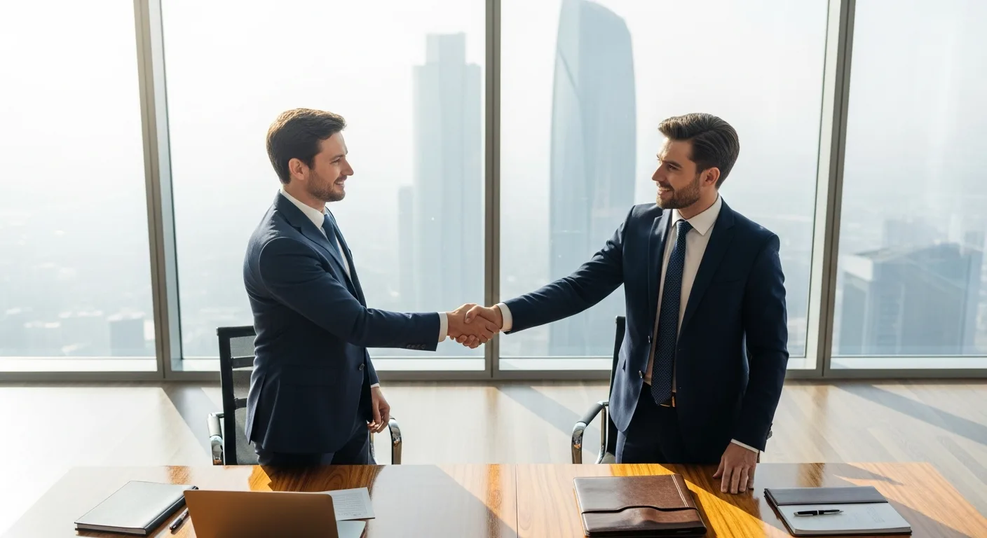 Professional man shaking hands to sell a business as part of a strategic 2026 exit plan.