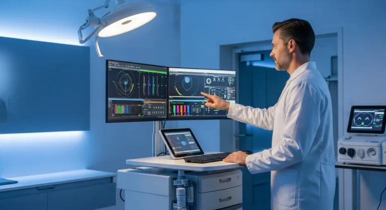 Professional man analyzing medical data for rewarding sleep tech jobs in a 2026 clinical setting.