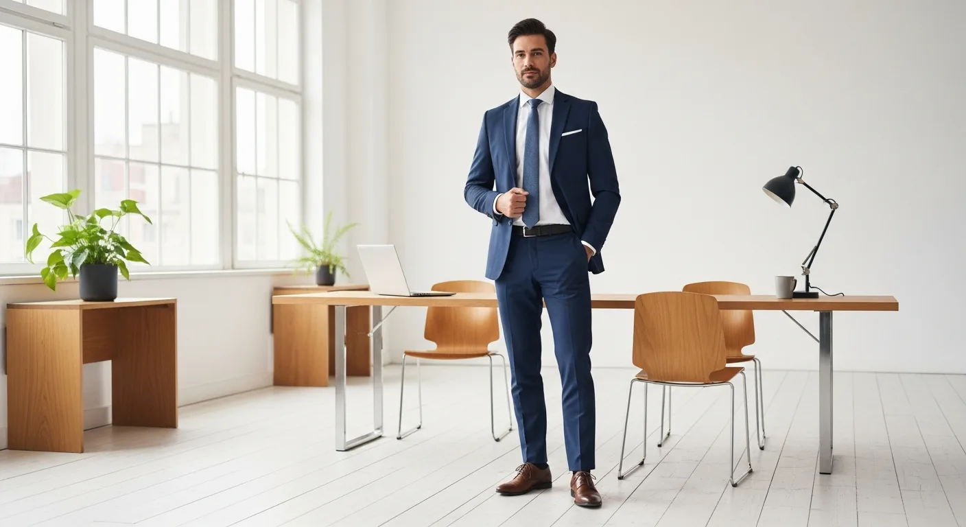A successful male entrepreneur in a modern office, showcasing small business benefits in a 2026 setting.
