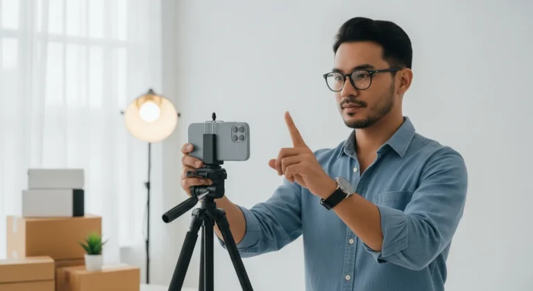 A man analyzing a successful UGC content strategy for ecommerce brands on a tablet in a modern workspace.