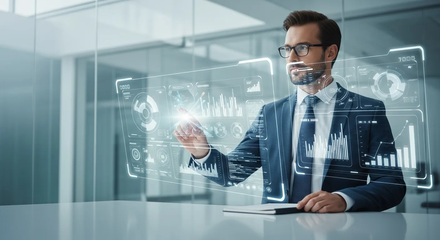 A professional man utilizing specialized vertical AI agents for business to streamline industry-specific tasks.