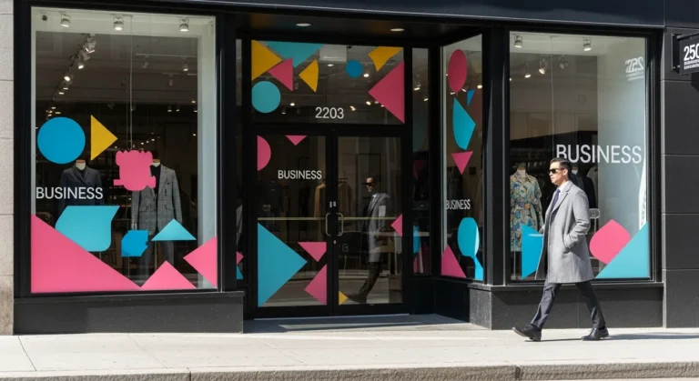 Professional window decals for business displayed on a modern retail storefront to attract new customers.